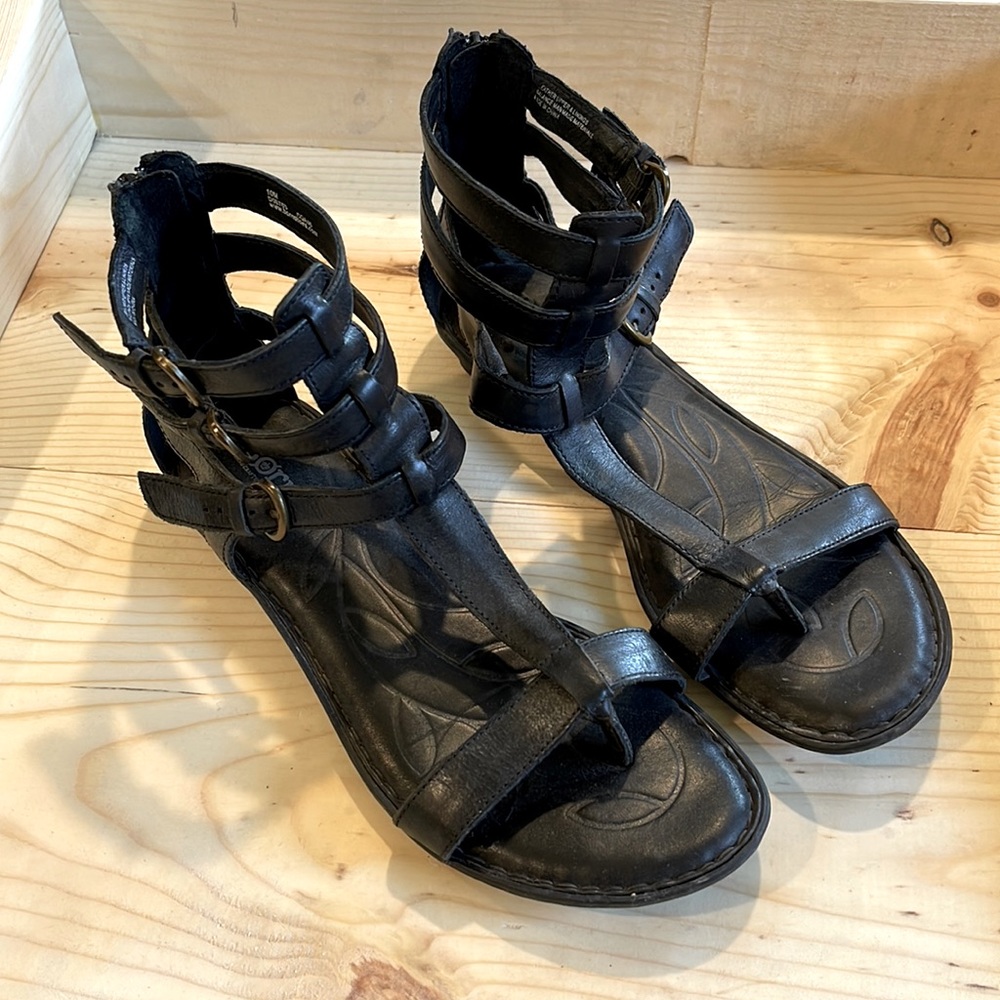 Born handcrafted footwear size 10m womens black high tops sandals